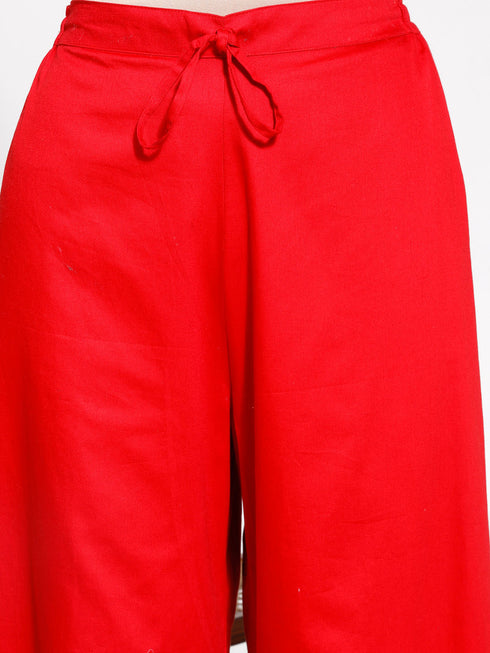 Vastramay Women's Cotton Jacquard Kurta Palazzo And Dupatta Set